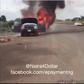 the burning vehicle