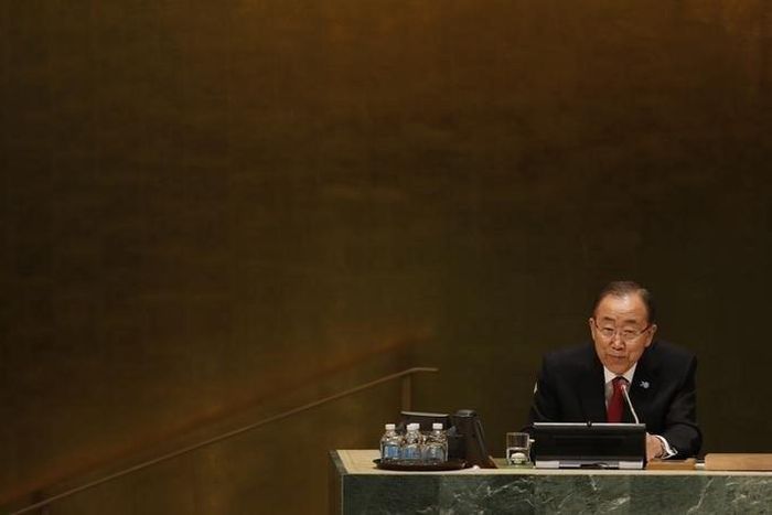 United Nations Secretary General Ban Ki-moon presides over the start of the 70th session of the United Nations General Assembly at the U.N. Headquarters in New York, September 28, 2015. REUTERS/Mike Segar
