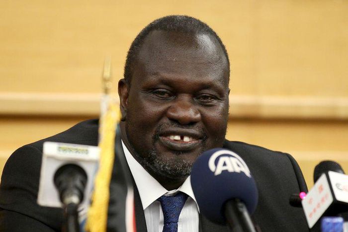 South Sudan's rebel leader Riek Machar prepares to address a news conference during the peace signing meeting in Ethiopia's capital Addis Ababa, August 17, 2015. REUTERS/Tiksa Negeri