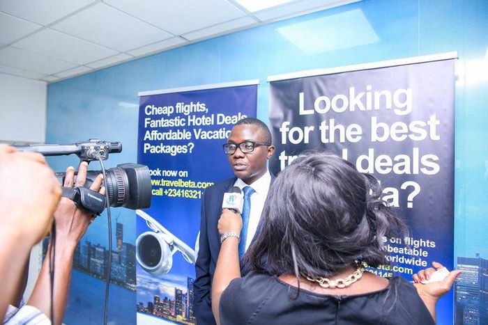 Onyeka Akumah speaking to the press at the launch event