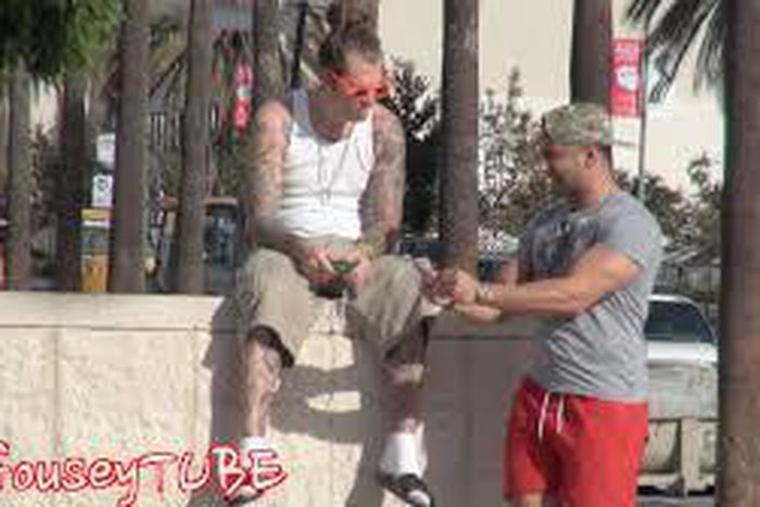 Pretending to bend people's phone prank