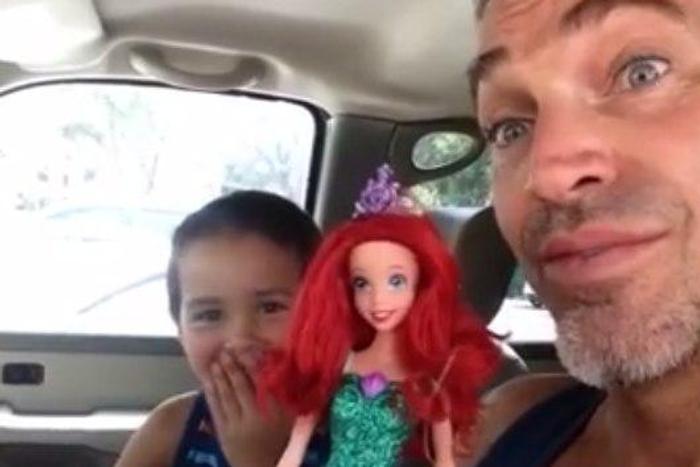 Father makes video supporting his 4-yr-old son's choice of a barbie doll as a birthday gift