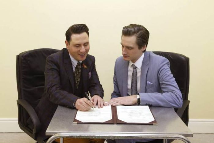 Cormac Gollogly and Richard Dowling both 35 had traveled to south Tipperary early on Tuesday morning to make history as the first gay couple to tie the knot publicly