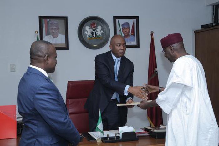 Senate President, Bukola Saraki receives President Muhammadu Buhari's ministerial list on September 30, 2015