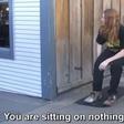 In this video, a man pretends to levitate in the air (sitting on an invisible chair).