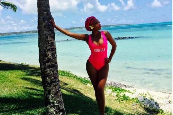 Bonang Matheba at the beach