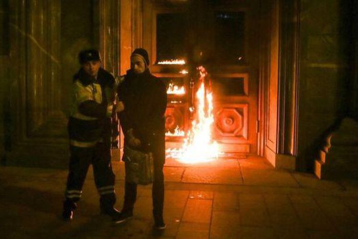 Russian artist faces jail after starting fire at security HQ