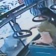 CCTV footage showing a woman jumping out of bus window into oncoming traffic after missing her bus-stop