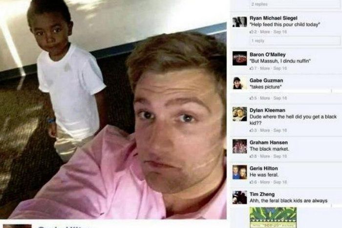 A White man has since been fired after his racially-charged Facebook post about a colleague's three-year-old son went viral.