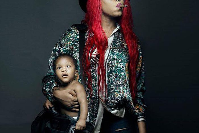 Cynthia Morgan, her cigar, and her baby cousin.