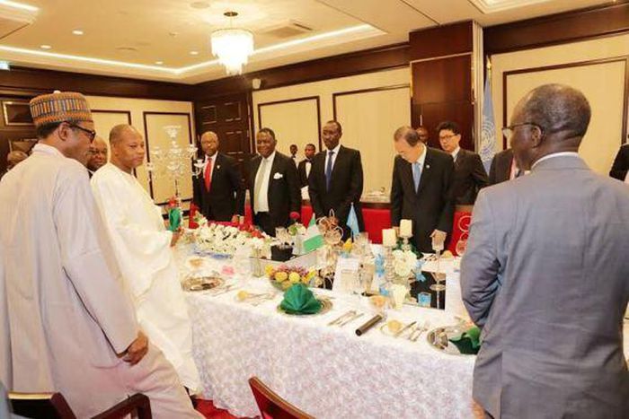 President Muhammadu Buhari hosts UN Secretary-General, Ban Ki-Moon to state dinner on August 24, 2015