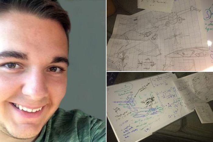 Keith Fraley (l) says his roommate designed a aircraft while drunk