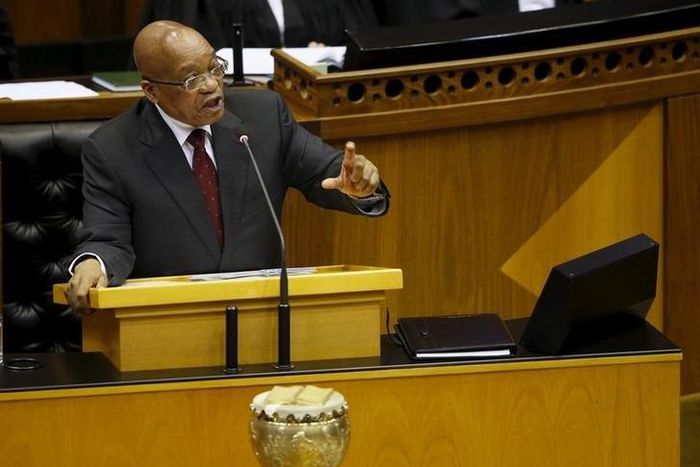 South Africa's President Jacob Zuma answers questions in parliament in Cape Town August 6, 2015. REUTERS/Mike Hutchings