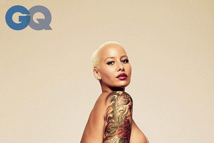 Amber Rose has stripped off naked in a striking image to co-incide with a new interview in GQ magazine, in which she seemed to reignite her feud with the Kardashian-Jenners
