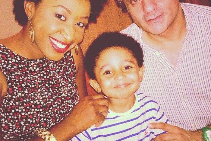 Ashionye with husband, Carl Raccah and their son