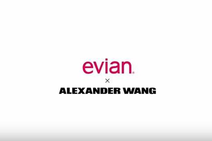 The Evian  X Alexander Wang limited edition bottles has the designer's signature barcode stamped on the glass
