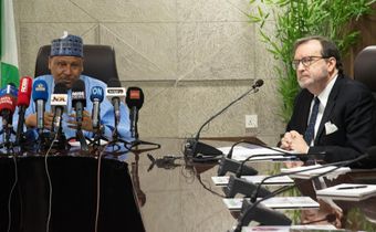 L-R: The Minister of Information and National Orientation, Mohammed Idris with US Ambassador to Nigeria, Richard M. Mills Jr., in Abuja on Friday, August 8. [X, formerly Twitter]