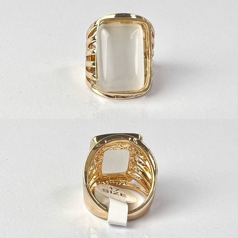 White Rectangle Stone Ring