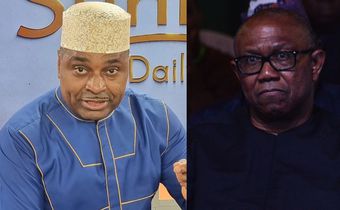 L-R: Former Labour Party chieftain, Kenneth Okonkwo and former presidential candidate, Mr Peter Obi. [Facebook/Getty Images]
