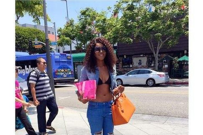 Yvonne Nelson flaunts slim figure in USA