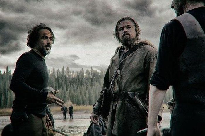 The Revenant: Alejandro González Iñárritu on set with Leonardo DiCaprio