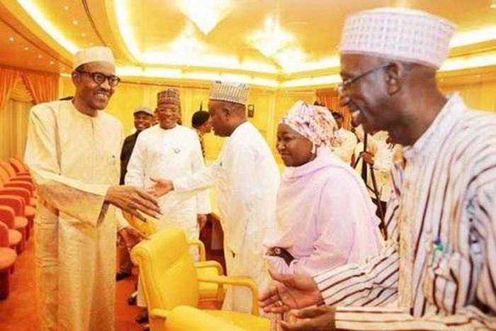 President Muhammadu Buhari meets with House of Representatives members on July 1, 2015.