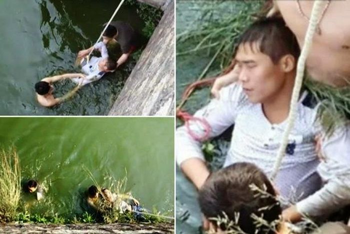 Images of the groom being rescued