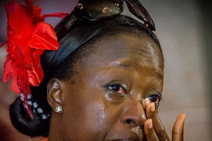 #BringBackOurGirls members cry during meeting with President Muhammadu Buhari on Wednesday, July 8, 2015.