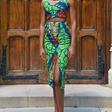 Ankara crop top over pencil skirt with slit details