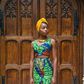 Ankara crop top over pencil skirt with slit details