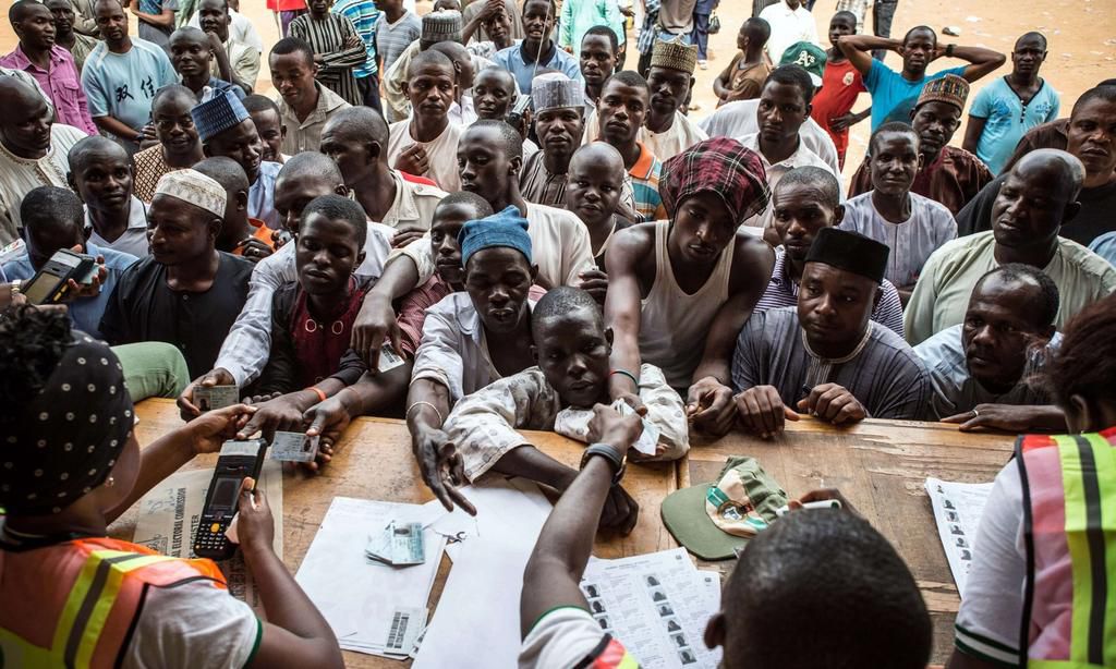 Nigerians at a voting centre during the presidential election in 2015