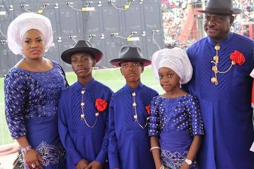 Governor Nyesom Wike and family.