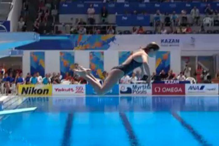 Maddison Keeney making a dive