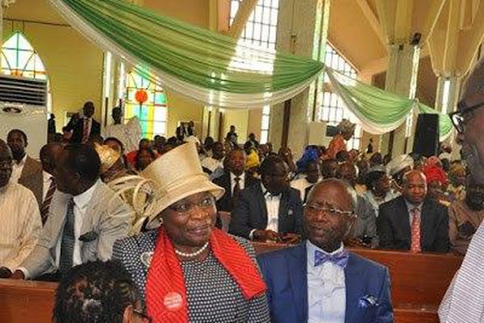 Chinedu and Obiageli Ezekwesili at the inauguration thanksgiving in Abuja