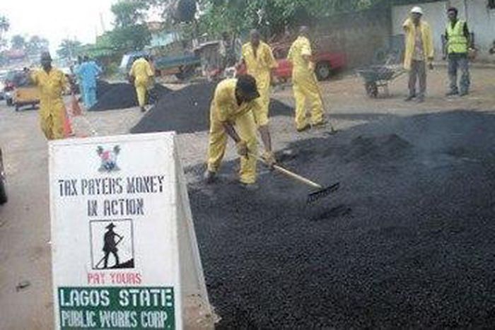 LSPWC worker repairing roads