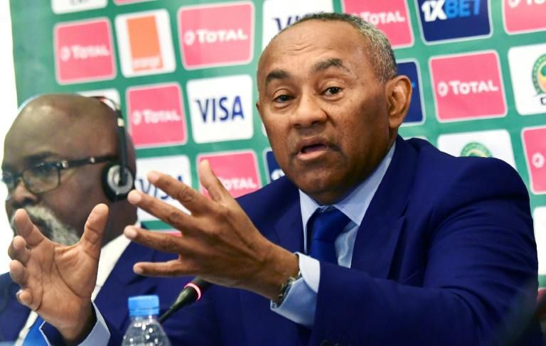 The president of the Confederation of African Football (CAF) Ahmad Ahmad announces Egypt as host of the 2019 Africa Cup of Nations (CAN) between June 15 and July 13, during a press conference in an Hotel in Dakar on January 8, 2019.The CAF executive co...