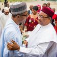 President Muhammadu Buhari receives President Mahamadou Issoufou of Niger Republic in Abuja on June 11, 2015.