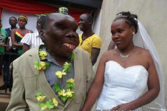 Godfrey Baguma and his bride on wedding day
