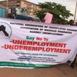 Unemployed graduates demand better living conditions.