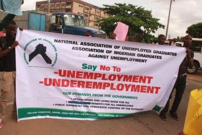 Unemployed graduates demand better living conditions.