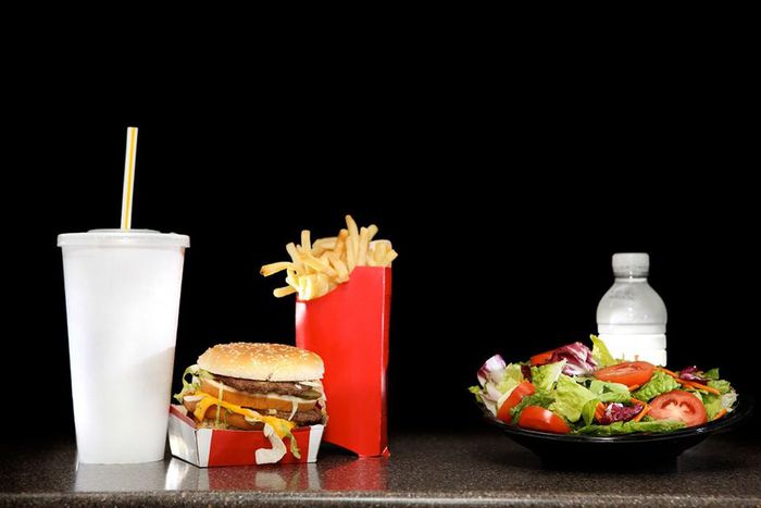 Mix of healthy and junk food