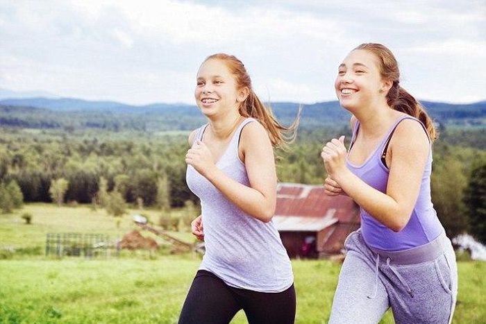 Healthy teens working out