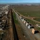 An aerial view of US President Donald Trump's border wall prototypes as seen from Tijuana, Mexico on January 7, 2019