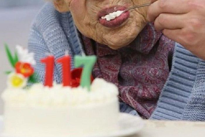 Misao Okawa celebrating her 117 birthday.