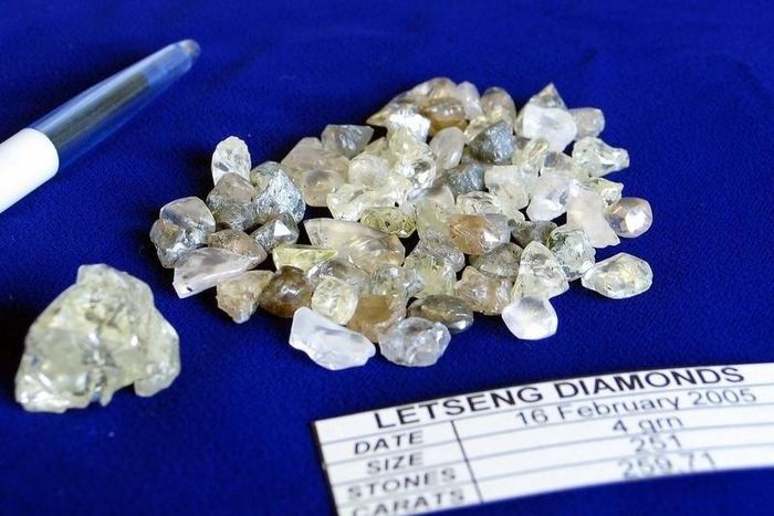 Diamonds found at Letseng mine are seen in a display at the mine's headquarters in Lesotho  in a file photo.  REUTERS/Peter Apps
