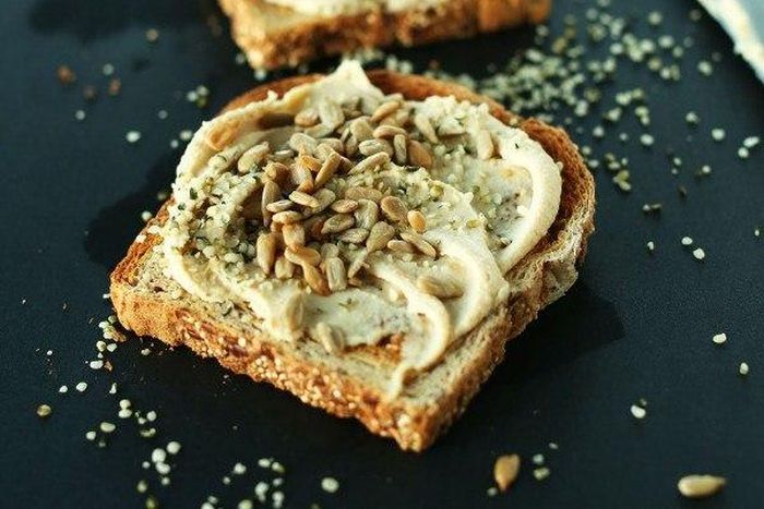 Seedy hummus toast