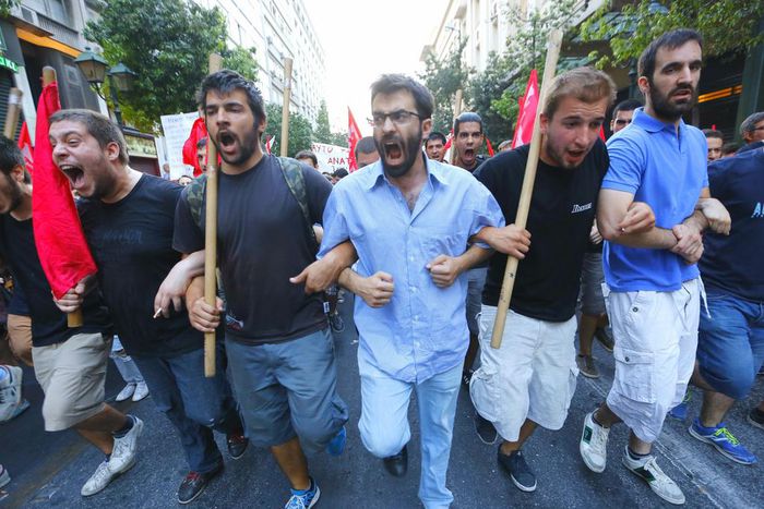 Greek protesters last week on a march against austerity measures.