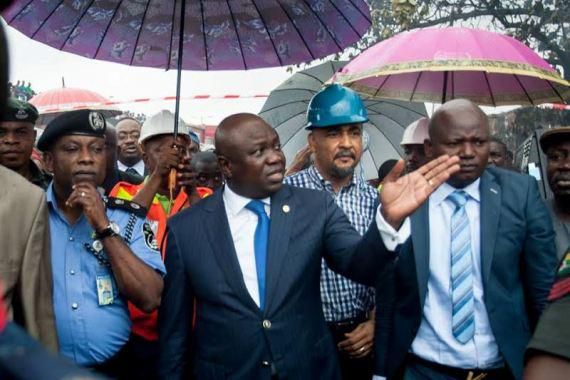 Lagos State Governor, Akinwunmi Ambode visits scene of Iyana Ipaja fire incident on June 2, 2015.
