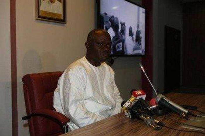 Gordon Obua at the impromptu press conference in Abuja on July 21.