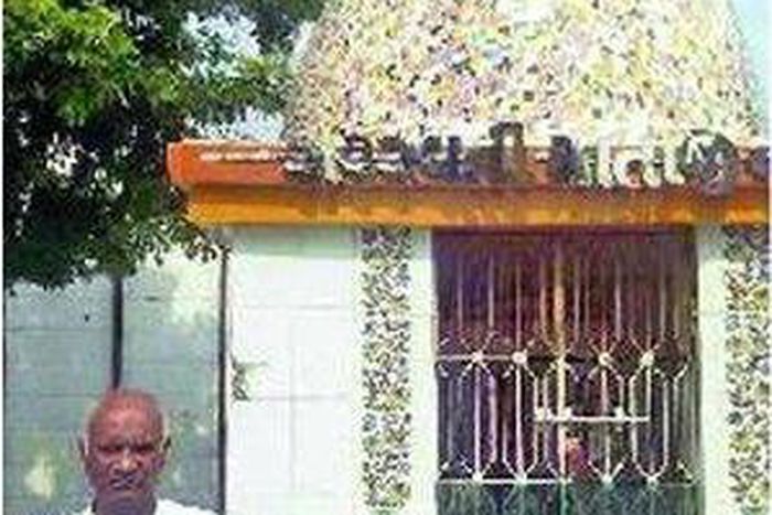 The retired school teacher, Abdul Vora, constructed goddess Saraswati temple within the village school premises for the children to be inspired